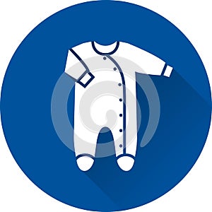 Bodysuit icon. Baby footed sleeper on blue background. Vector il