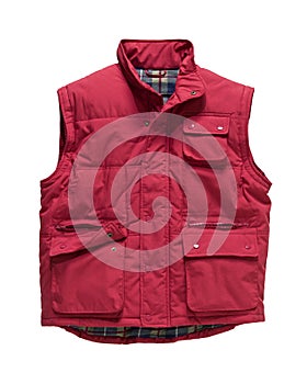 body warmer gilet vest jacket red isolated on white background photo