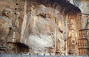 Boedha statues at Longmen caves in China photo