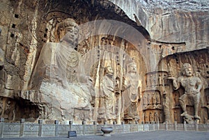 Boedha statues at Longmen caves in China photo