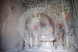 Boedha statues at Longmen Wanfo cave in China photo