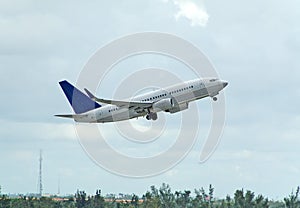 Boeing 737 passenger jet takeoff