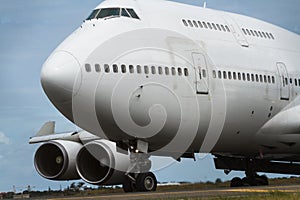 Boeing 747 jumbo jet close up