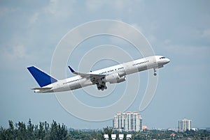 Boeing 757 jet in flight