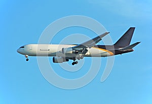 Boeing 767 cargo jet delivering express mail