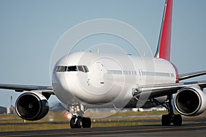 Boeing 767 jet on runway