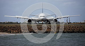 Boeing 777 200EA jet front on