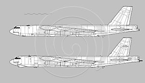 Boeing B-52 Stratofortress. Vector drawing of strategic bomber. 