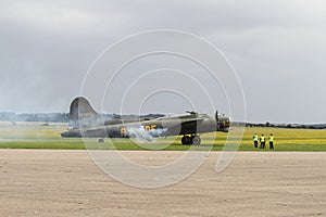 Boeing B-17 Flying Fortress on stand at Duxford