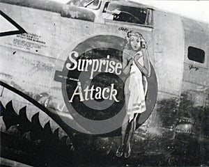 Boeing B-52 Surprise Attack nose art, Hangar 3, Pima Air & Space Museum, Tucson, Arizona, USA