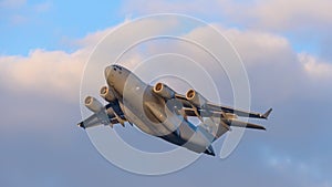 Boeing C17 Globemaster airplane take of , military plane