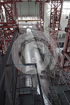 Boeing 747 fuselage without paint photo