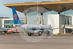 Boeing 737-8 max China southern, airport Pulkovo, Russia Saint-Petersburg. 02 June 2018.