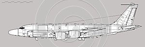 Boeing RC-135W Rivet Joint. Vector drawing of reconnaissance aircraft.