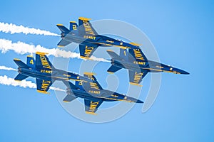 Boeings of Blue Angles squadron in Miramar sky, USA