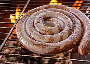 Boerewors sausage on a South African braai