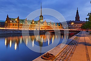 Boersen and Christiansborg in Copenhagen, Denmark