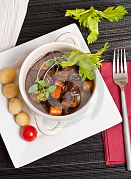 Boeuf bourguignon with fresh herbs