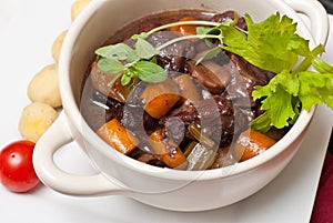 Boeuf bourguignon with fresh herbs