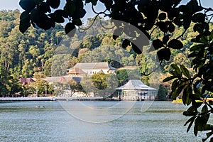 Bogambara lake and the Temple of Sacred Tooth Relic in Kandy, Sri Lan