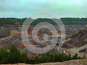 Bogdanovich, Sverdlovsk region, Russia - 06.13.2022. Troitsko-Baynovskoye deposit of refractory clays