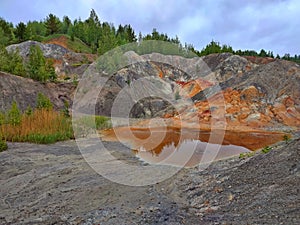 Bogdanovich, Sverdlovsk region, Russia - 06.13.2022. Troitsko-Baynovskoye deposit of refractory clays