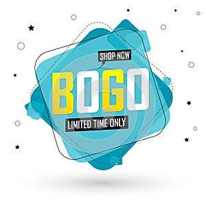 BOGO, Sale banner design template, buy 1 get 1 free, discount tag, app icon, vector illustration