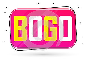 BOGO, Sale banner design template, buy 1 get 1 free, discount tag, app icon, vector illustration