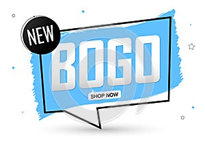 BOGO, Sale banner design template, buy 1 get 1 free, discount tag, app icon, vector illustration