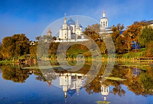 Bogolubovo.  Piously-Bogoljubsky monastery in sunny day