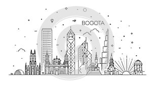 Bogota architecture line skyline vector illustration