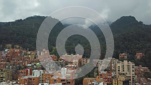 Bogota, Colombia. Aerial View of Los Martires District Under Monseratte Mountain