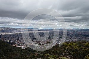 Bogota colombia landscape on sunny cloudy day