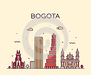 Bogota skyline Colombia Trendy vector linear city