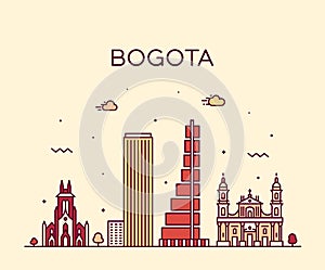 Bogota skyline Colombia Trendy vector linear city photo