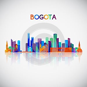 Bogota skyline silhouette in colorful geometric style.