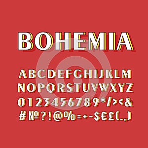 Bohemia vintage 3d vector alphabet set