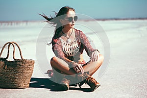 Bohemian chic styled model