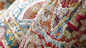 Bohemian Elegance The handwoven wallpaper exudes a sense of bohemian elegance with its mix of vibrant colors and