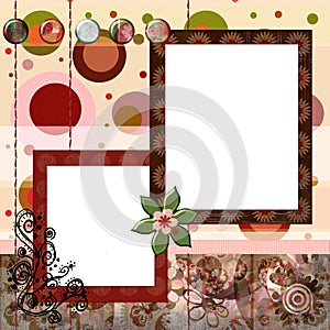Bohemian Gypsy style scrapbook album page layout 8x8 inches