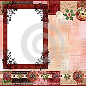 Bohemian Gypsy style scrapbook album page layout 8x8 inches