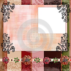 Bohemian Gypsy style scrapbook album page layout 8x8 inches