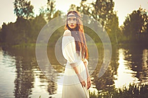 Bohemian lady at river