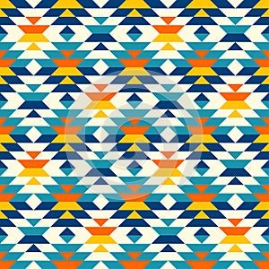 Bohemian large aztec diamonds blue pattern photo
