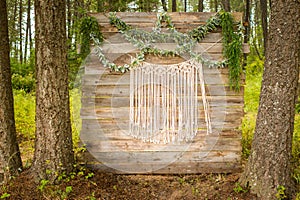 Bohemian Macrame Decoration Hanging in Woodland Wedding Venue