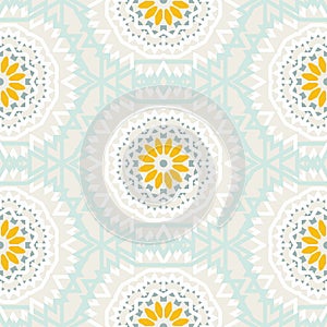Bohemian pattern with big abstract flowers