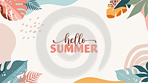 Bohemian Summer, modern summer sale background and banner design of rainbow, flamingo, pineapple, ice cream and