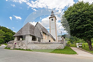 Bohinj church in the Ribcev Laz village. Old ancient and historical building