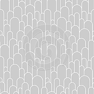 Boho arch seamless pattern. Geometric art deco simple background. White circular arc in linear style. Seamless abstract