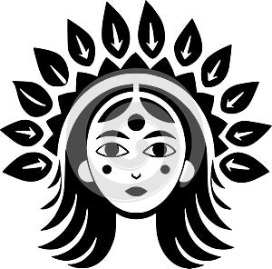 Boho - black and white isolated icon - vector illustration photo